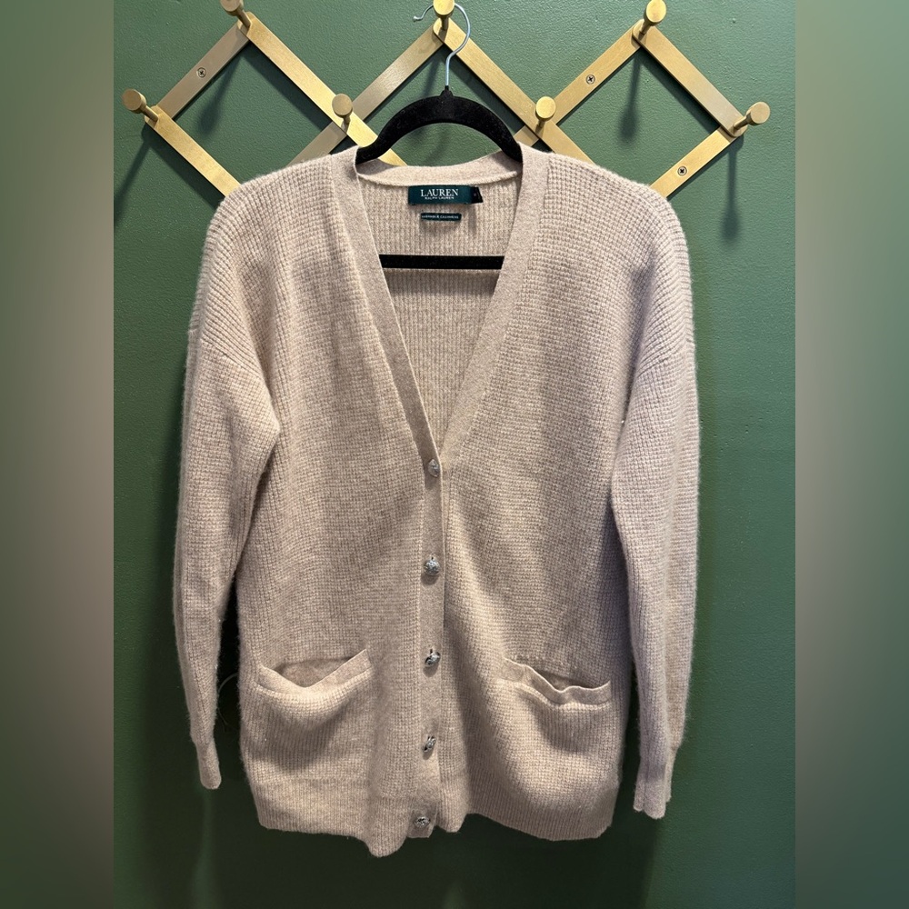 Ralph Lauren Cashmere Cardigan Sweater - Women’s Medium - Beige ⭐️Excellent⭐️